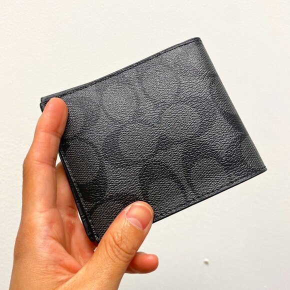 Coach Id Billfold Wallet In Signature Canvas, Men Wallet, Black - Picture 1 of 5